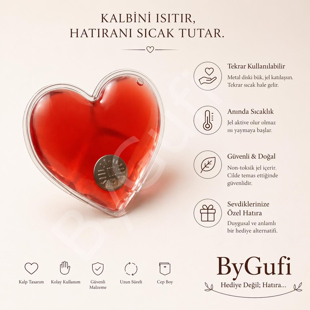 ByGufi Hediyelik Sihirli Kalp El Isıtıcı