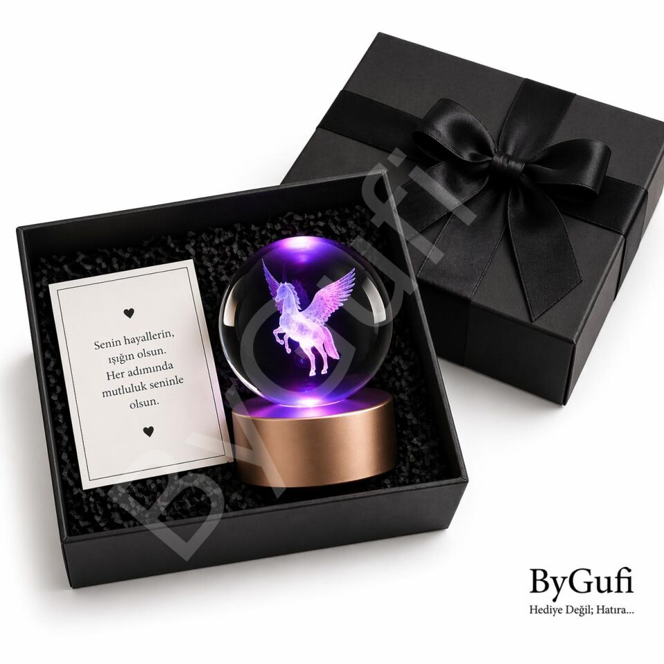 ByGufi Kişiye Özel Hediyelik Cam Küre Pegasus