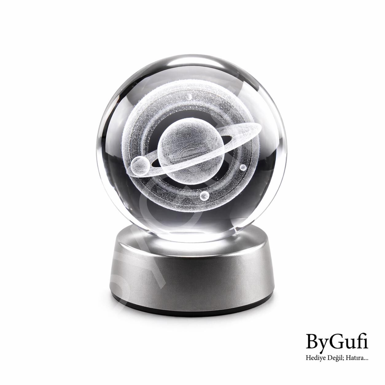 ByGufi Kişiye Özel Hediyelik Cam Küre Saturn