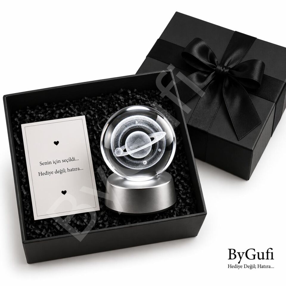 ByGufi Kişiye Özel Hediyelik Cam Küre Saturn