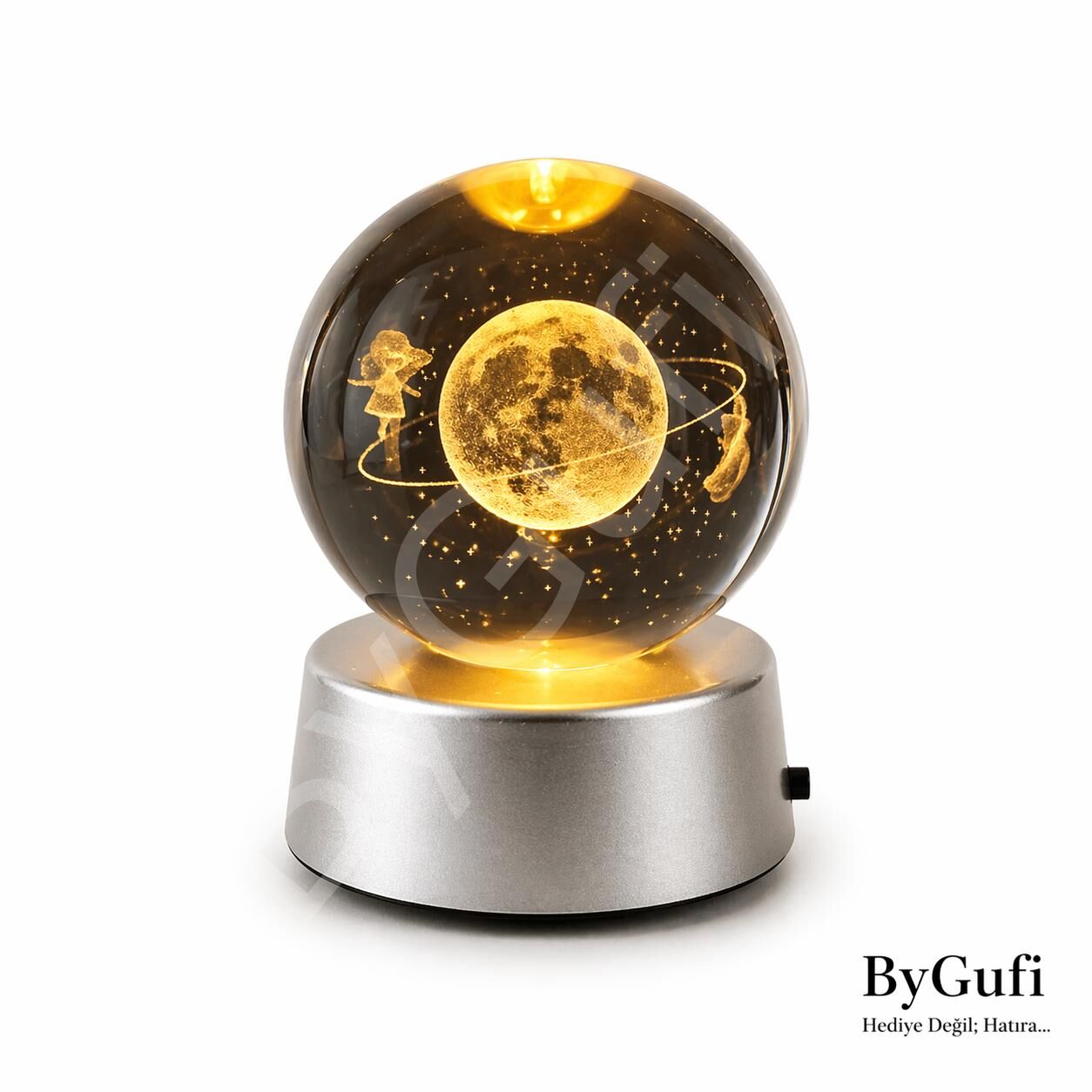 ByGufi Kişiye Özel Hediyelik Cam Küre Satürn Kız