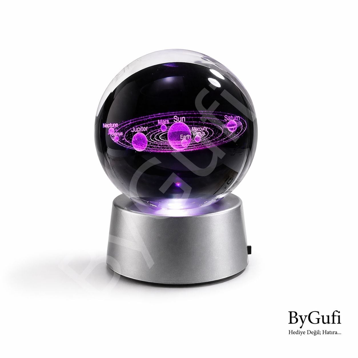 ByGufi Kişiye Özel Hediyelik Cam Küre Güneş Sistemi