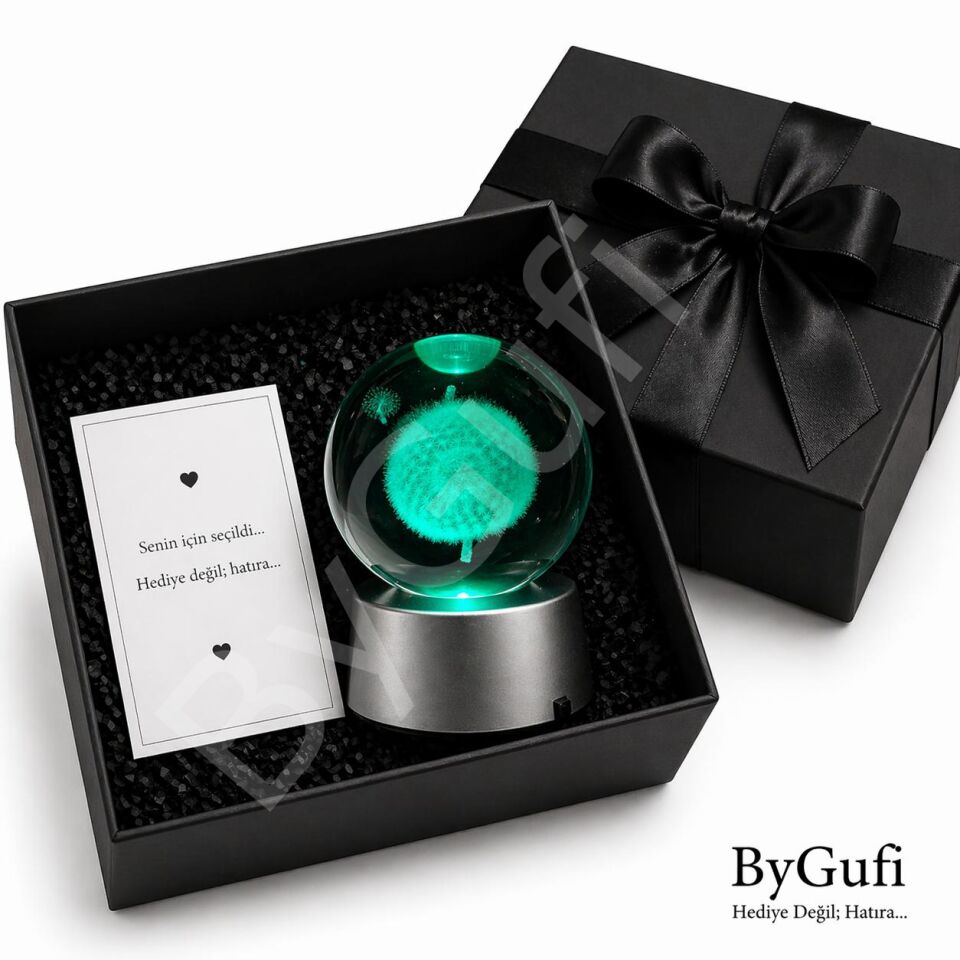 ByGufi Kişiye Özel Hediyelik Cam Küre Karahindiba
