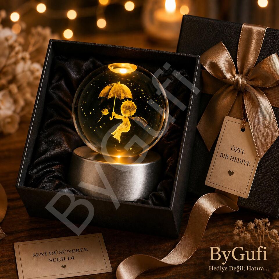 ByGufi Kişiye Özel Hediyelik Cam Küre Küçük Prens