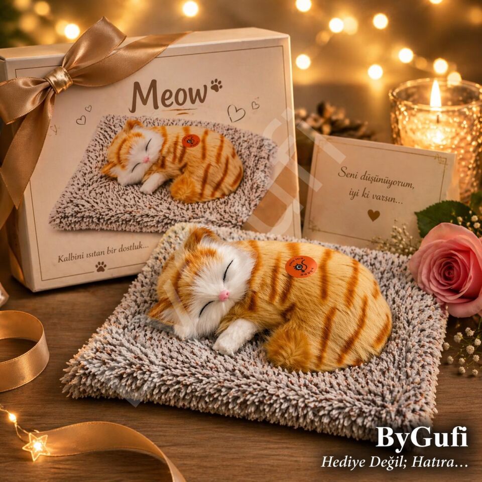 ByGufi Sevgiliye Hediye Uyuyan Sesli Kedi