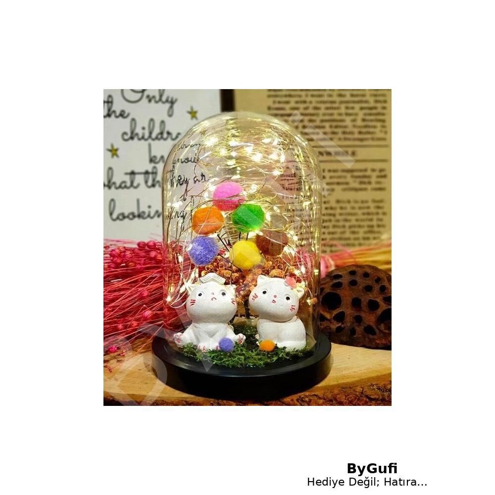 ByGufi Hediyelik Best Friends Cat Işıklı Teraryum