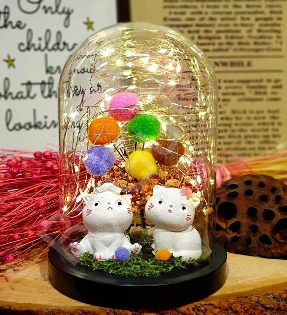 ByGufi Hediyelik Best Friends Cat Işıklı Teraryum