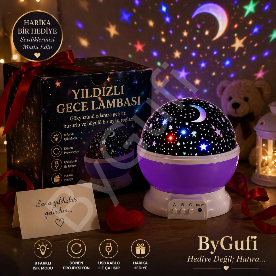 ByGufi Star Master Projeksiyon Gece Lambası Hediyelik