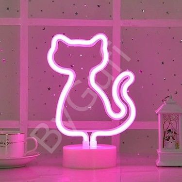 ByGufi Hediyelik LED Neon Gece Lambası – Kedi