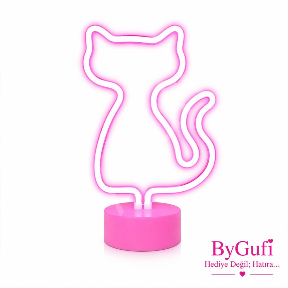 ByGufi Hediyelik LED Neon Gece Lambası – Kedi