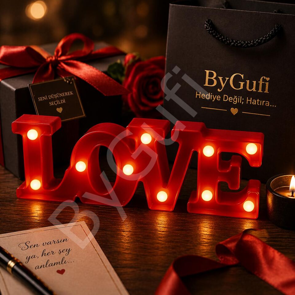ByGufi Hediyelik Love Işıklı Dekoratif Led Lamba