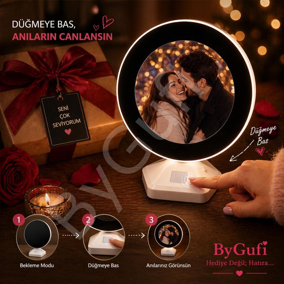 ByGufi Kişiye Özel Sihirli Ayna Fotoğraflı Hediyelik