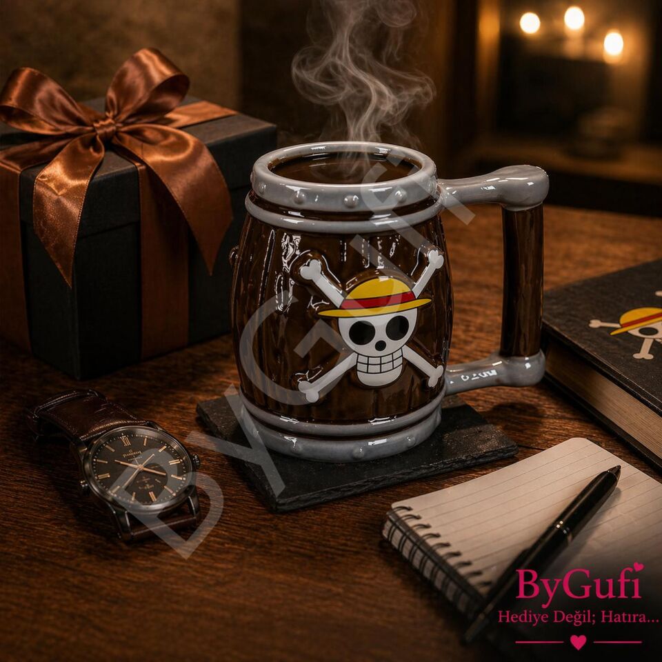 ByGufi One Piece İskelet Fıçı 3D Hediye Kupa