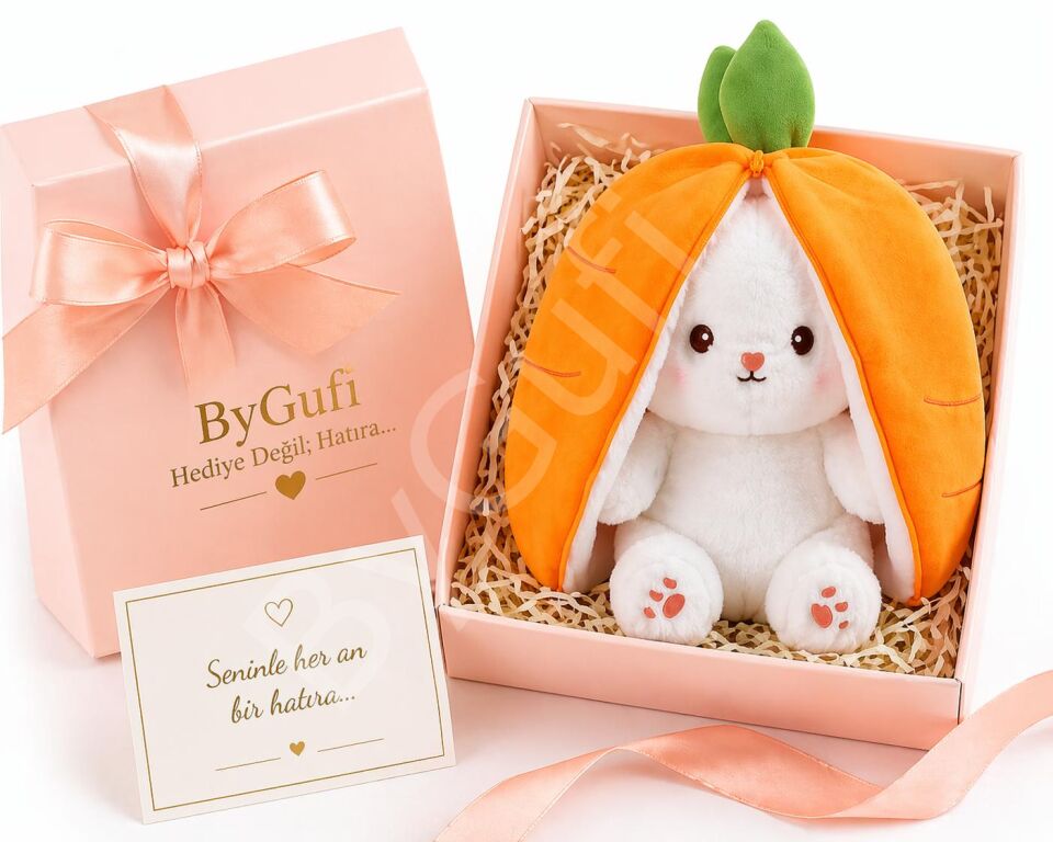ByGufi Sevgiliye Hediye Havuç Tavşan Peluş