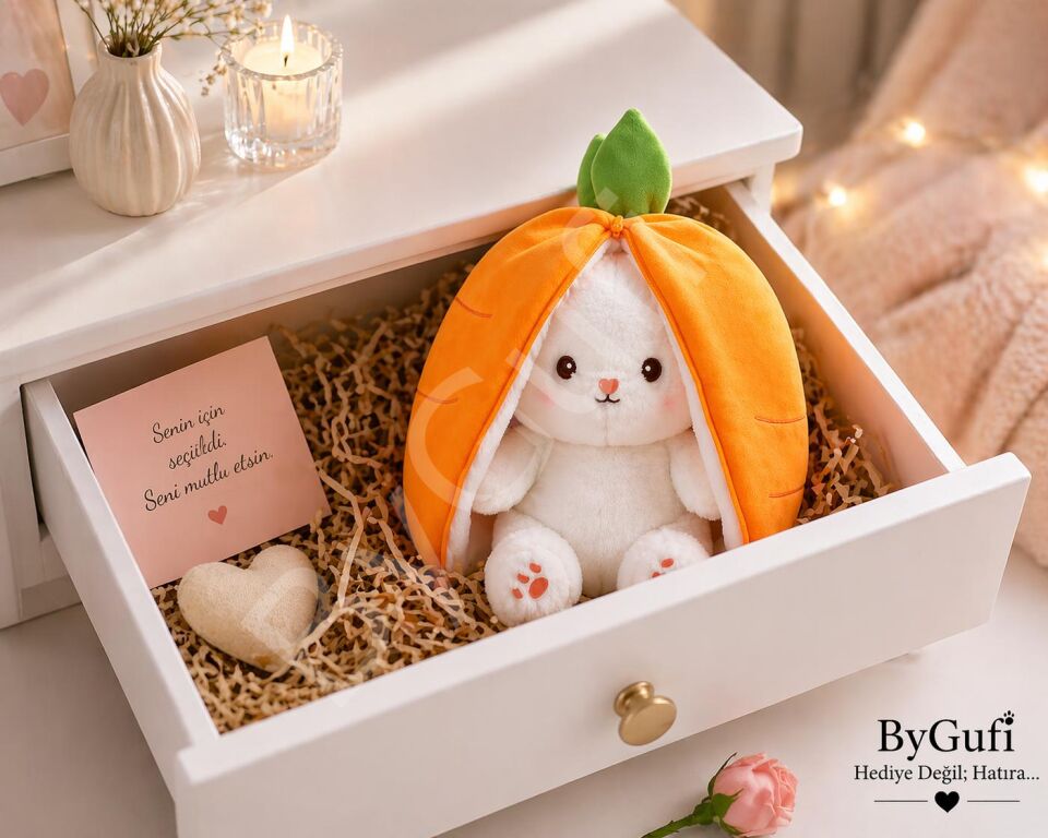 ByGufi Sevgiliye Hediye Havuç Tavşan Peluş