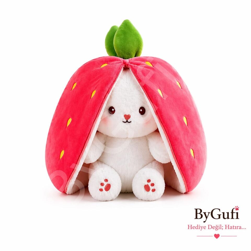 ByGufi Sevgiliye Hediye Çilek Tavşan Peluş
