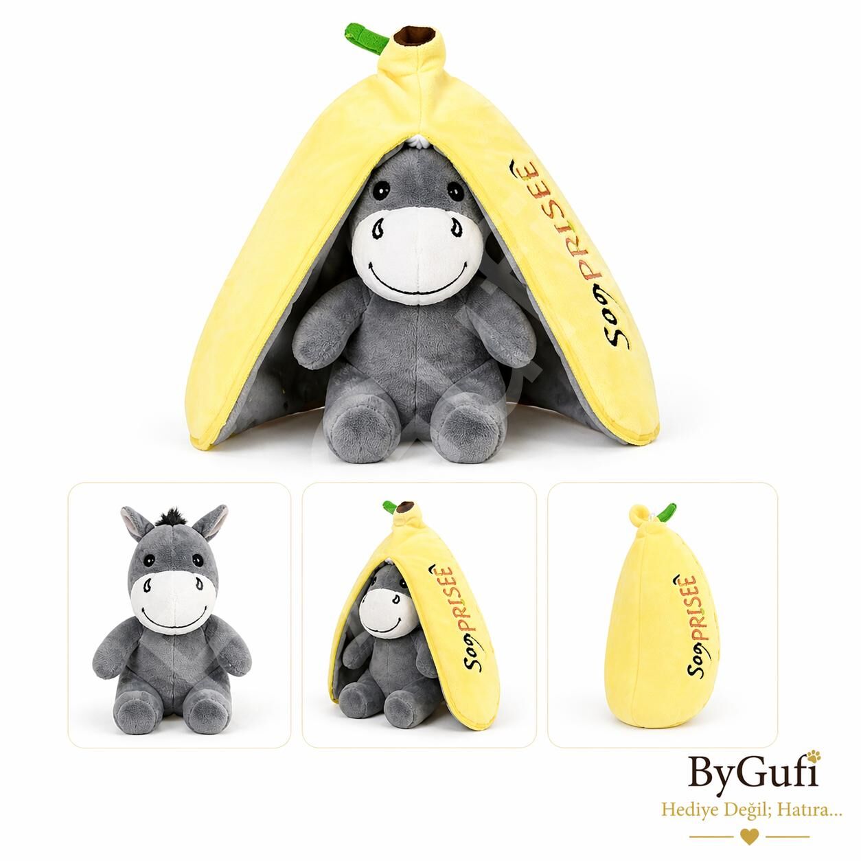 ByGufi Sevgiliye Hediye Muz Eşek Peluş