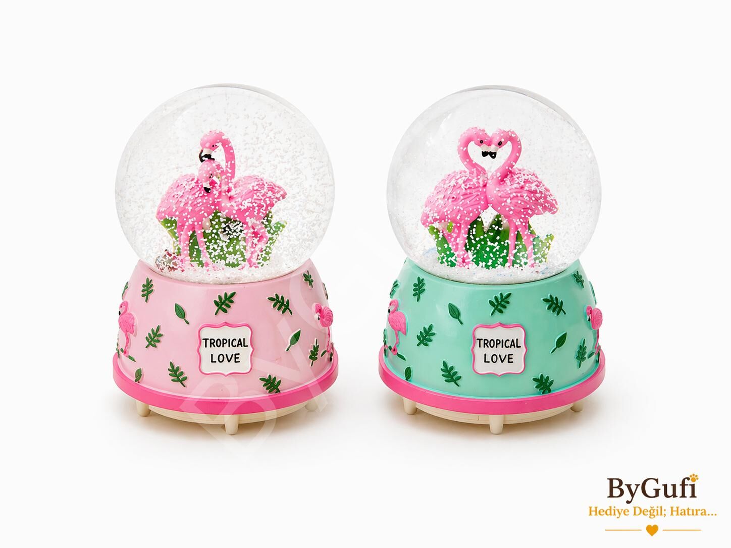 ByGufi Hediyelik Flamingo Kar Küresi Büyük Boy