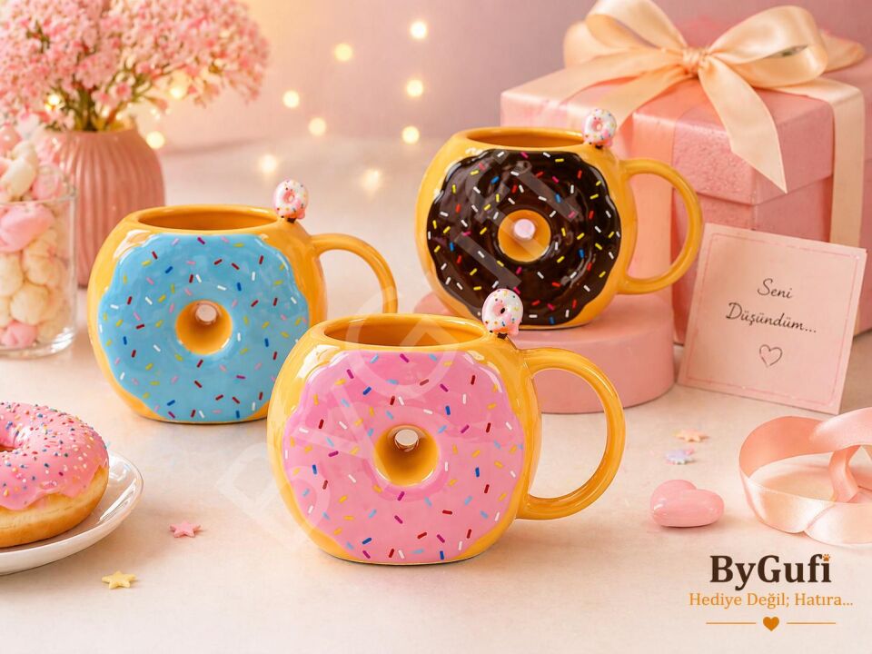 ByGufi Hediyelik Donut Kupa Bardak