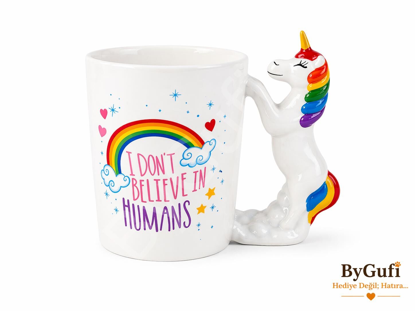 ByGufi Hediyelik Unicorn Figürlü Kupa Bardak