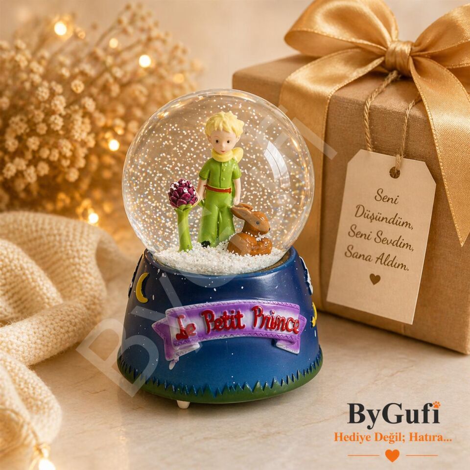 ByGufi Hediyelik Büyük Boy Küçük Prens Işıklı Kar Küresi