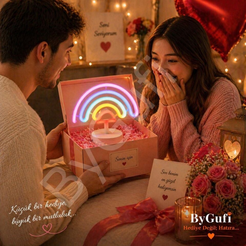 ByGufi Gökkuşağı Neon Gece Lambası Hediyelik