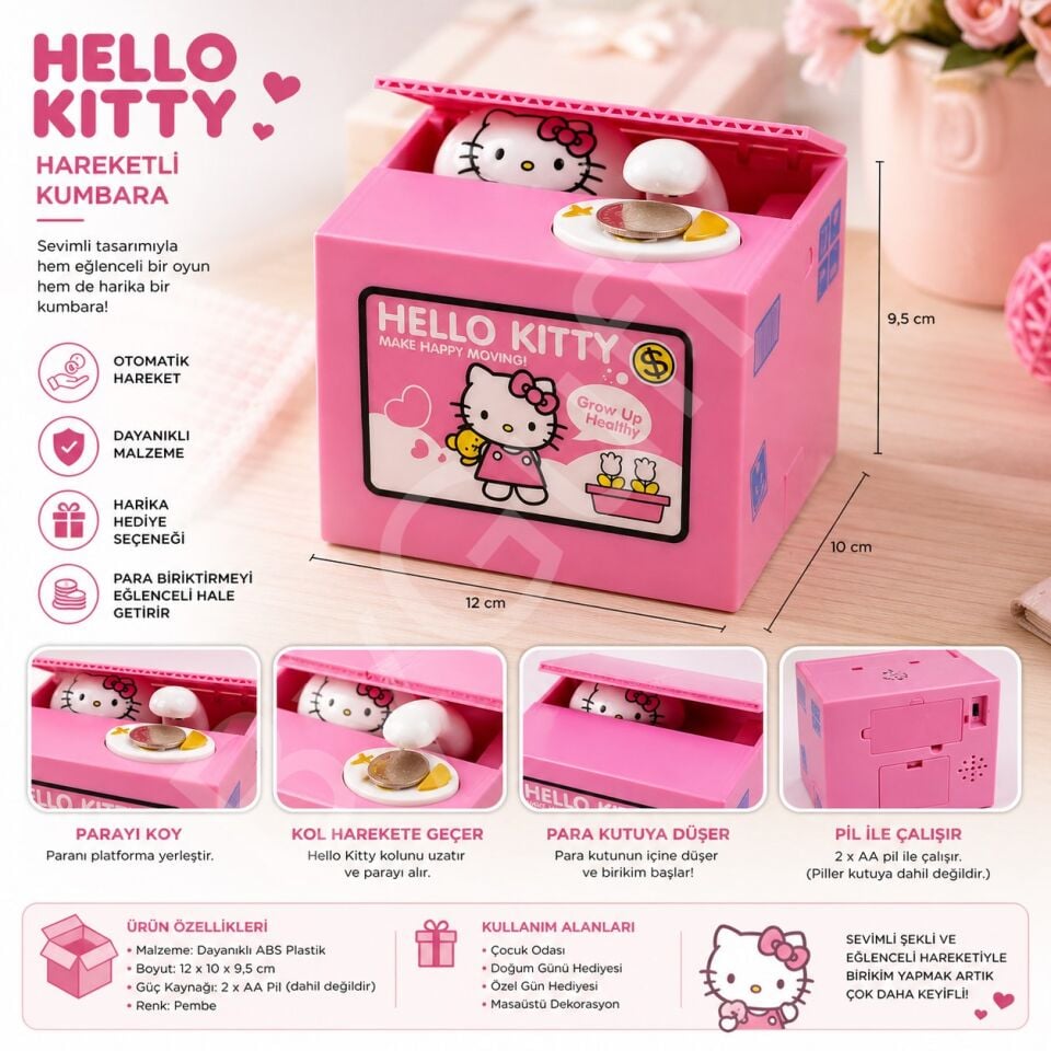ByGufi Hediyelilk Hello Kitty Sevimli Hırsız Kumbara