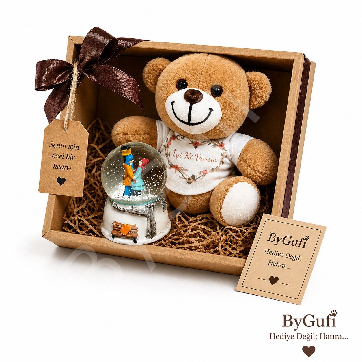 ByGufi Sevgiliye Hediye Kar Küresi ve Peluş Ayı