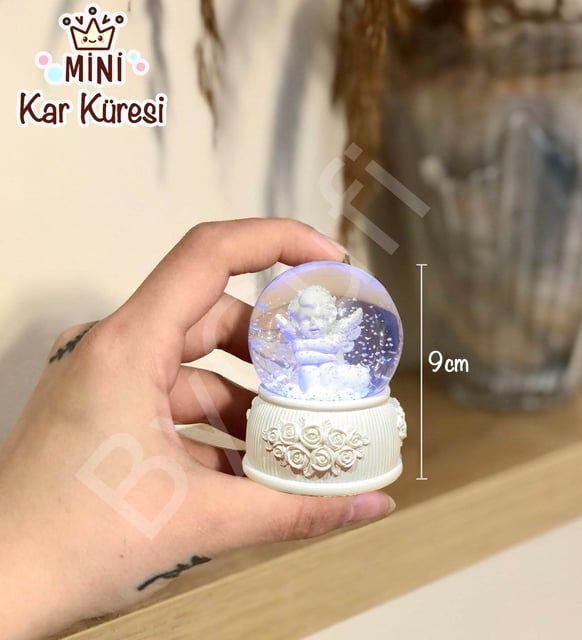 ByGufi Sevgiliye Hediye Melek Kar Küresi ve Peluş Ayıcık Seti