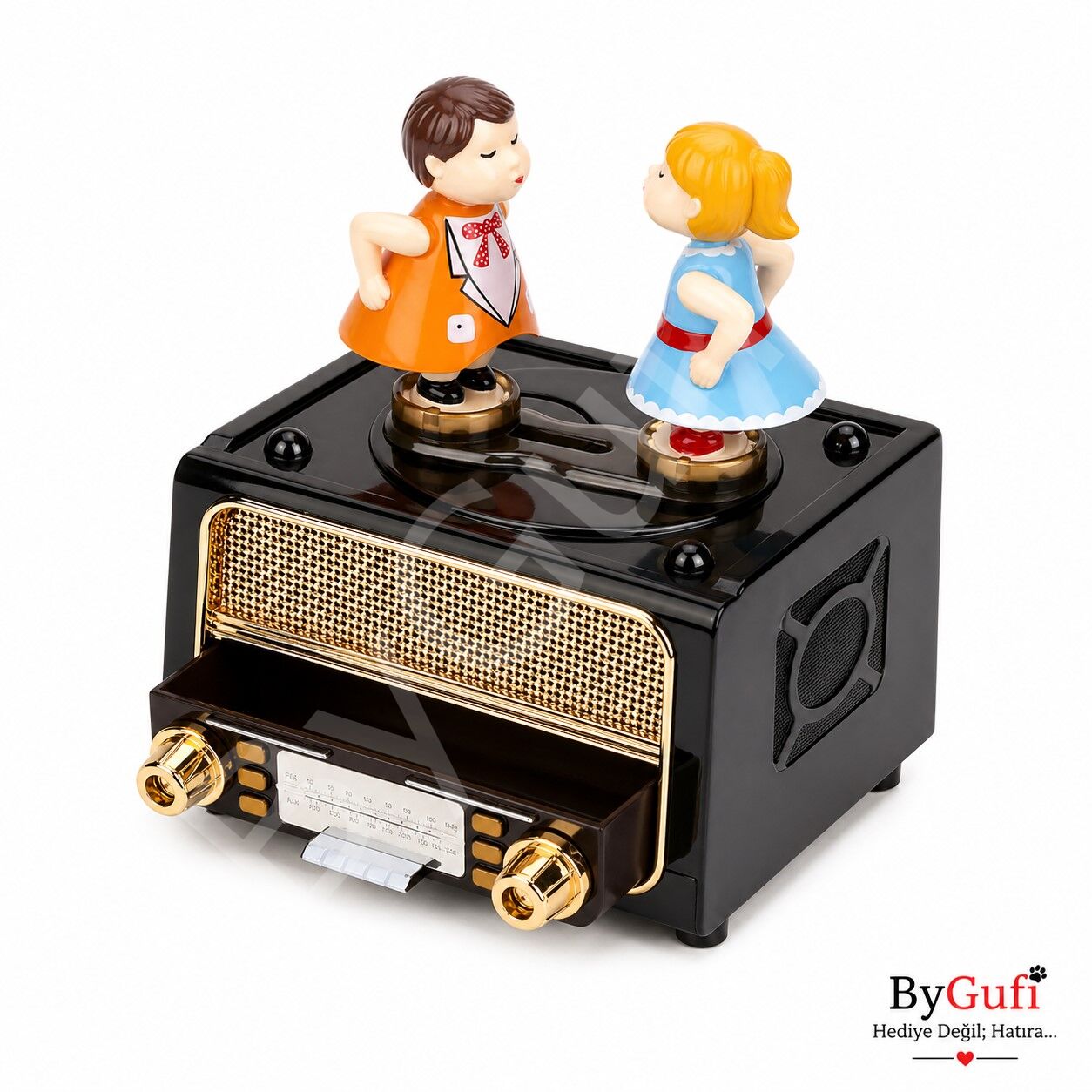 ByGufi Kişiye Özel Hediye Öpüşen Sevgililer Müzik Kutusu
