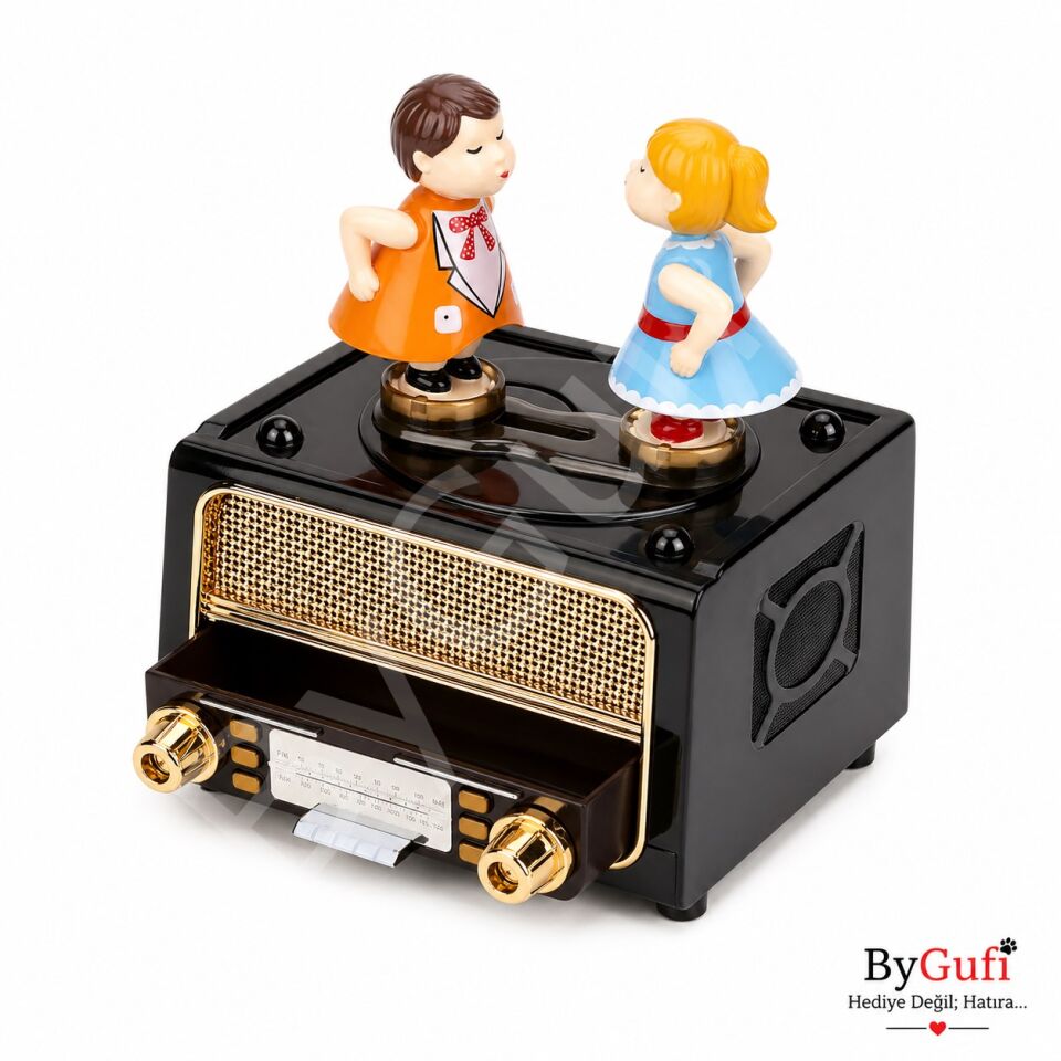ByGufi Kişiye Özel Hediye Öpüşen Sevgililer Müzik Kutusu