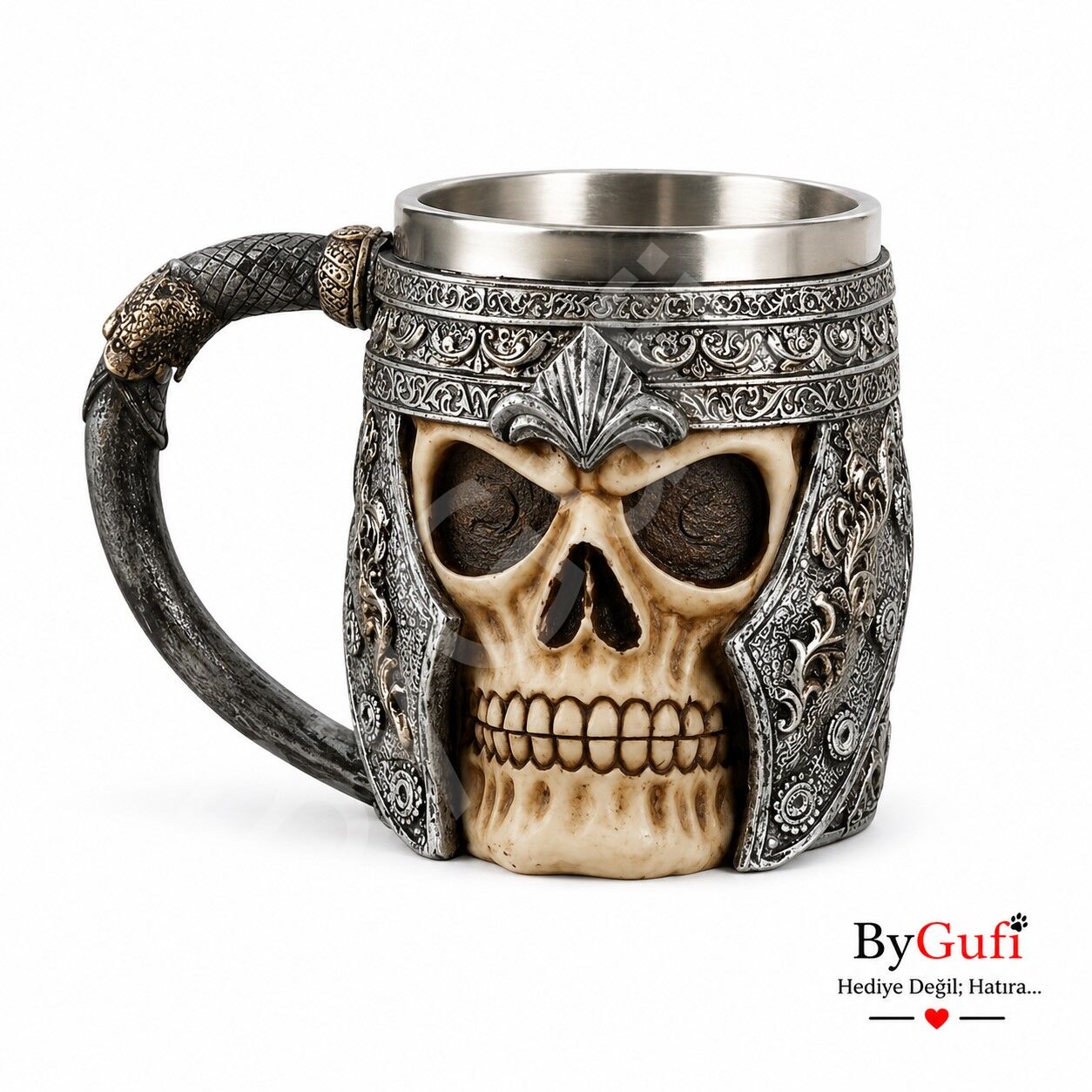 ByGufi Hediyelik Kuru Kafa 3D Kupa Bardak