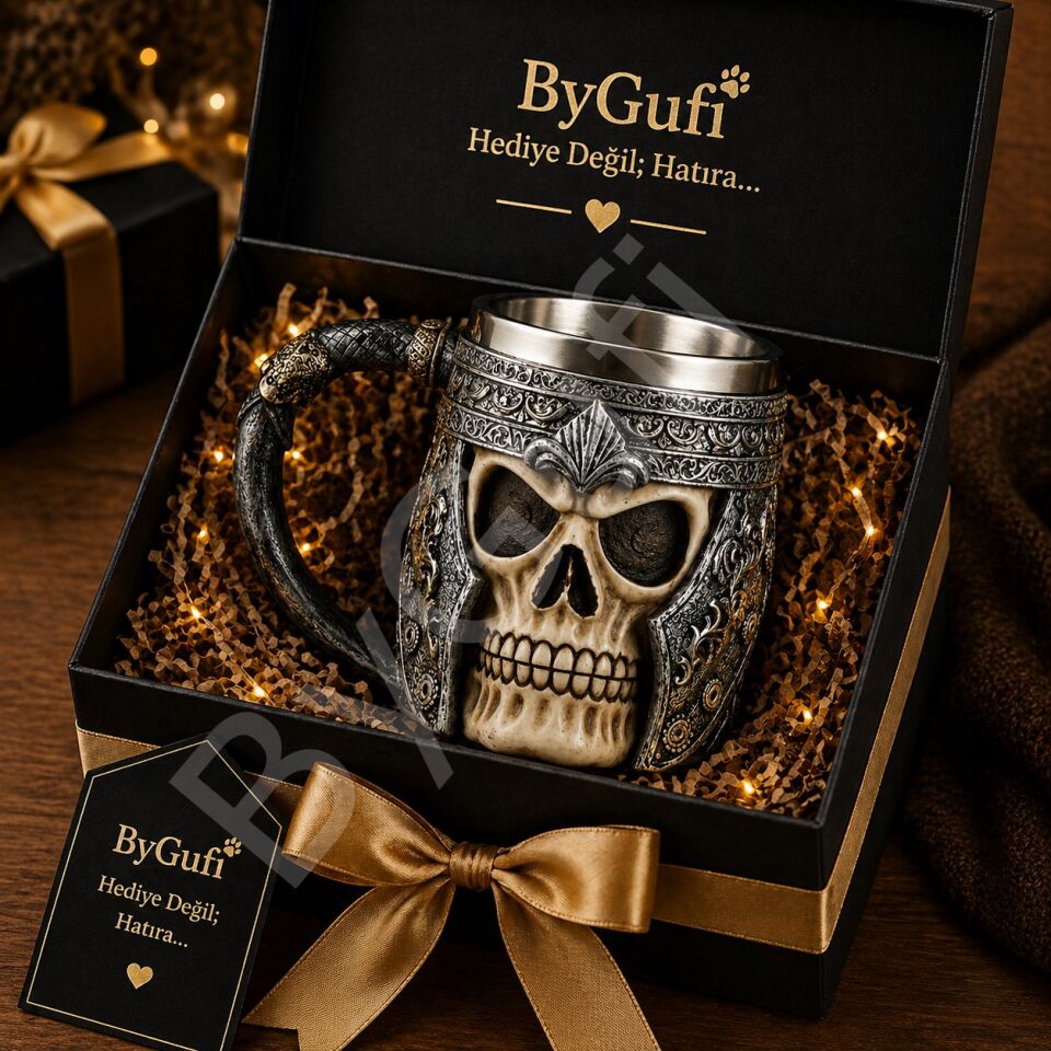 ByGufi Hediyelik Kuru Kafa 3D Kupa Bardak