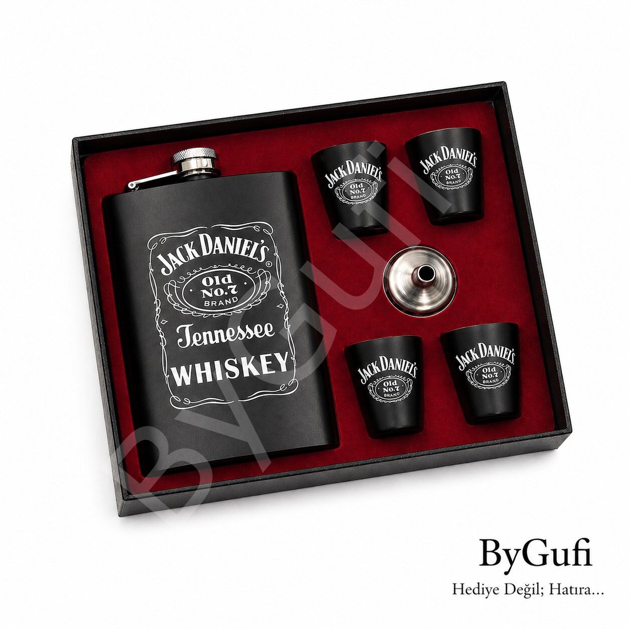 ByGufi İsme Özel Hediyelik Jack Daniels Matara Seti
