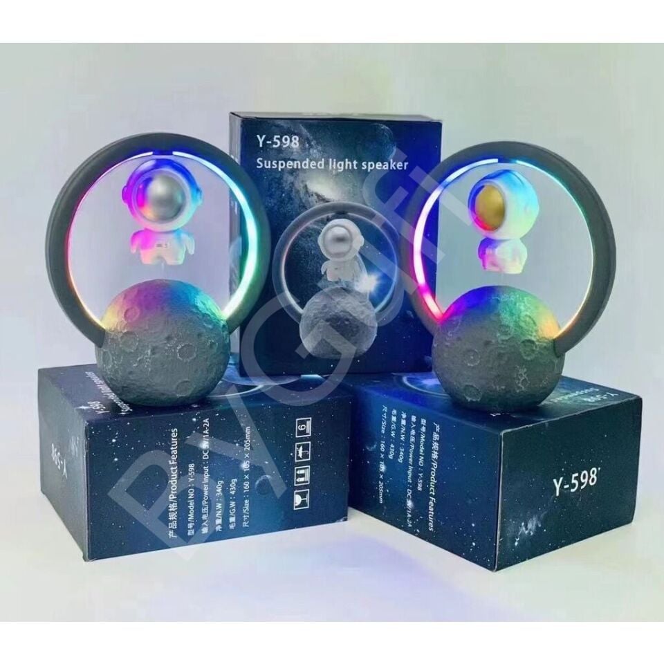 ByGufi Hediyelik LED Işıklı Astronot Speaker Masa Lambası